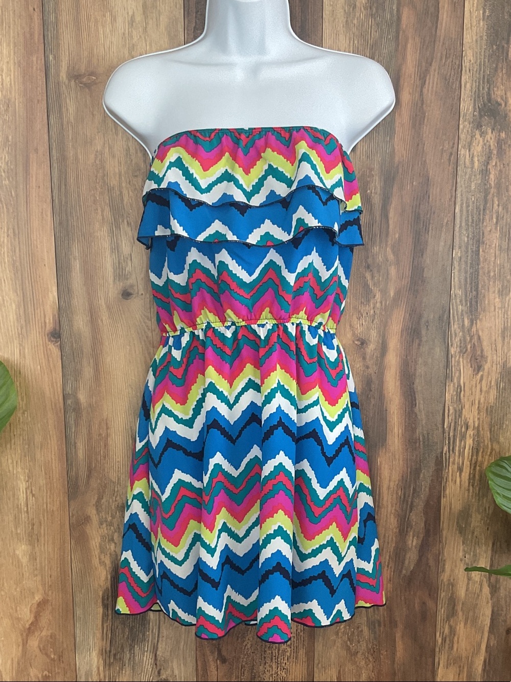 Ocean Drive Strapless Chevron Dress S 217B